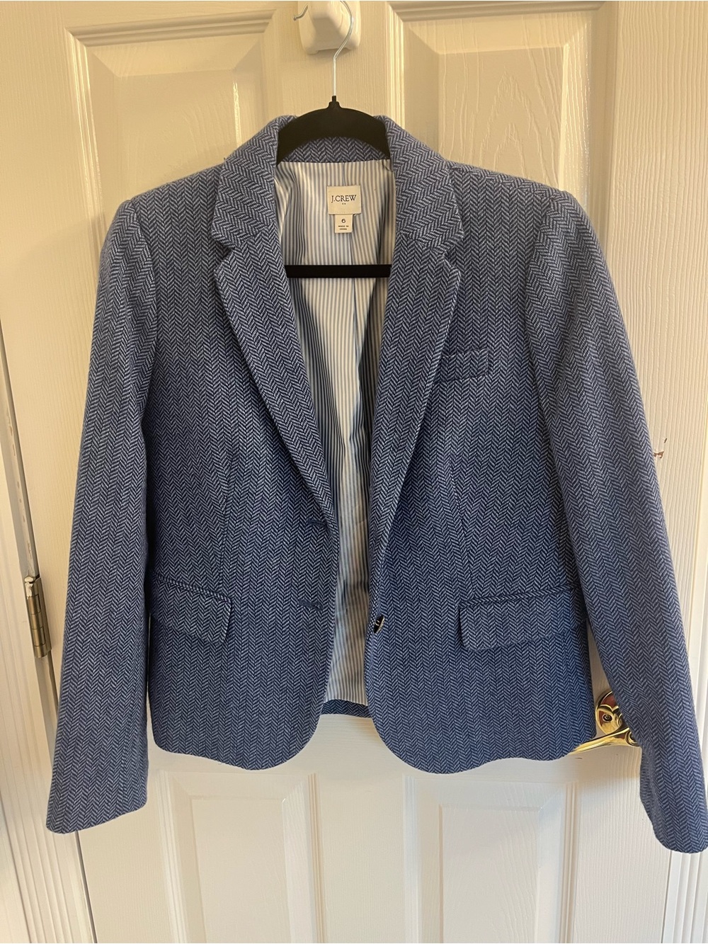 J. Crew Light Blue Herringbone Tailored Blazer